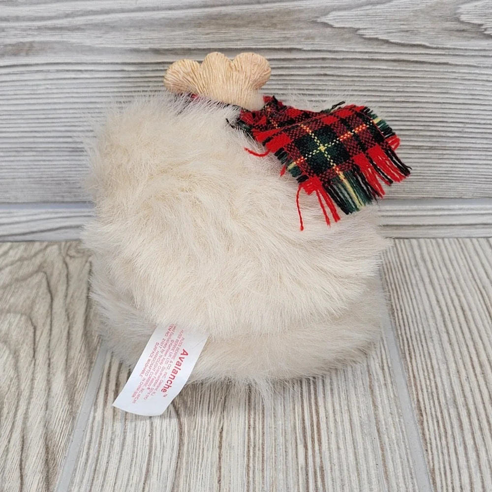 Avalanche Russ Berrie Polar‎ Bear Plush Scarf Christmas Snowball Snow Puff Dog